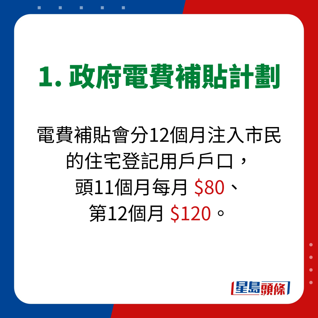 1. 政府电费补贴计划