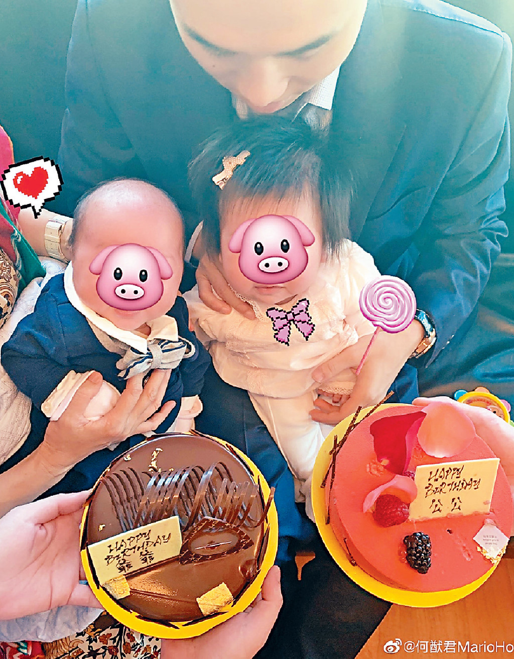 ■猷君與超盈分別帶囝囝與囡囡到醫院,陪賭王慶生。