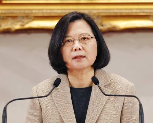 蔡英文強調在沒有政治前提下跟大陸政府進行談話。AP圖片