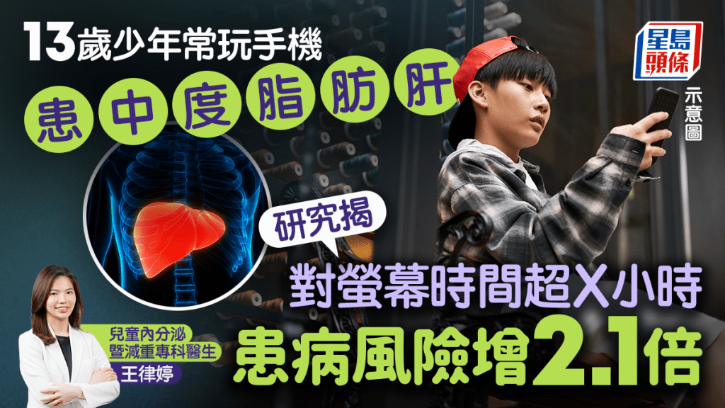 13歲少年常玩手機患中度脂肪肝 研究揭對營幕時間超X小時 脂肪肝風險增2.1倍