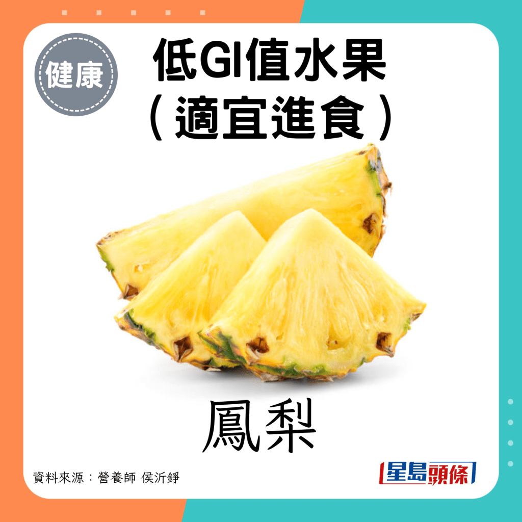 低GI值水果（适宜进食）：凤梨。