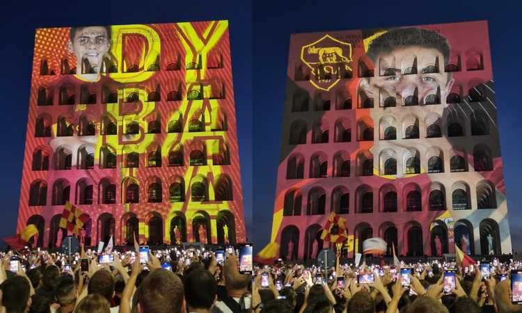 在接近九十年歷史的意大利文明宮的牆身，羅馬特意以戴巴拿作為投影，歡迎這支首都球隊的新王。 網上圖片