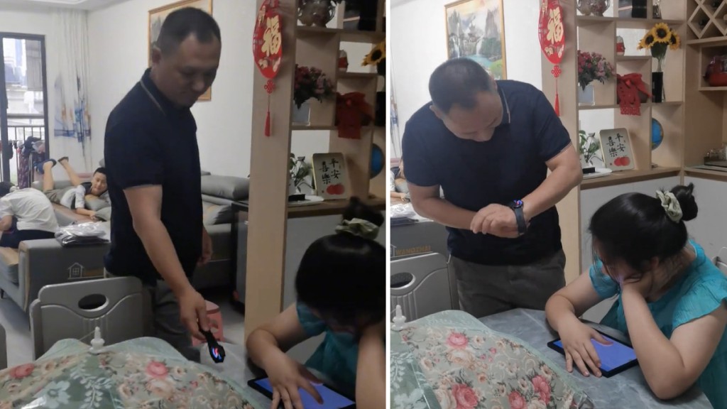 男子假裝收到女兒的父親節禮物。抖音@一諾千66
