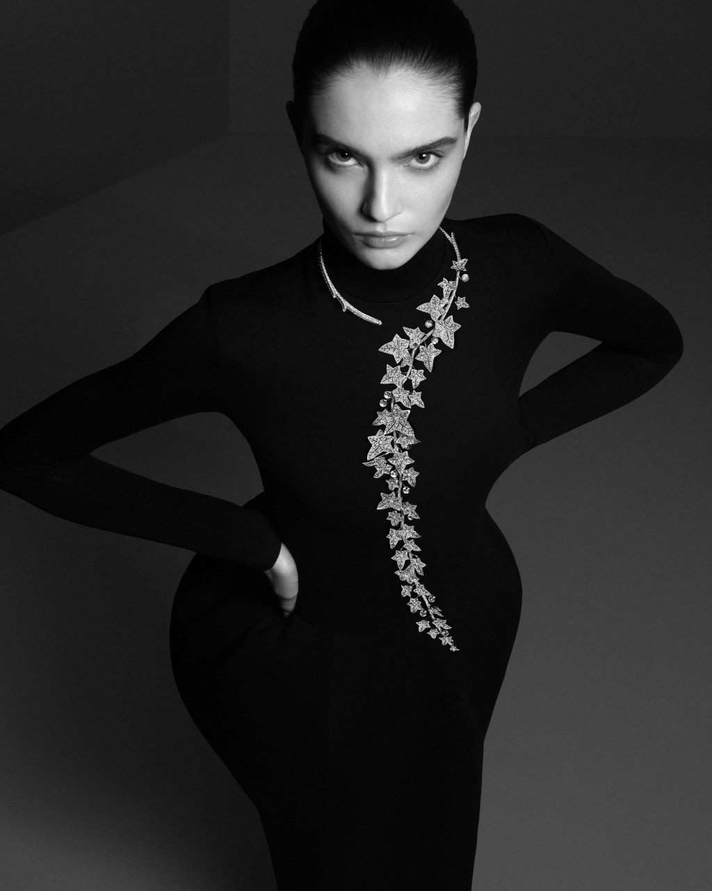 Boucheron全新Histoire de Style系列「Nom:Boucheron Prénom:Frédéric」的The Untamed項鏈以鑽石打造常春藤的藤蔓外形。