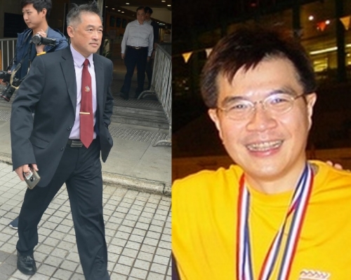 政府化驗師黃冠雄（左）接受辯方盤問。圖左伍明輝攝