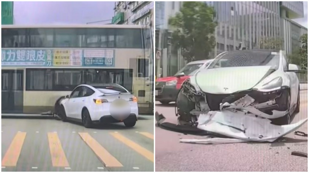 Tesla攔腰撞九巴。fb 車cam L（香港群組）  