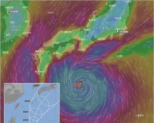 蘭恩預料橫掃日本沿岸。網上圖片