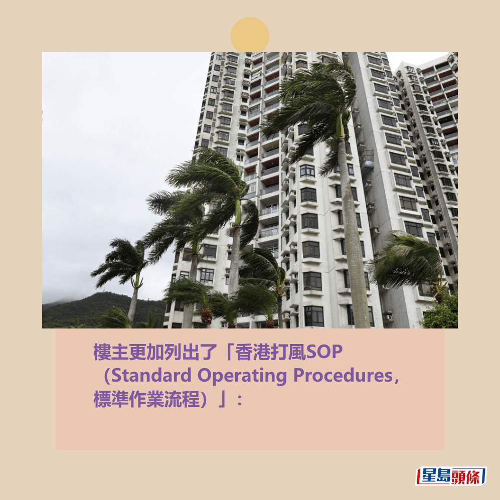 樓主更加列出了「香港打風SOP (Standard Operating Procedures, 標準作業流程)」:資料圖片 樓主更加列出了「香港打風SOP (Standard Operating Procedures, 標準作業流程)」:資料圖片