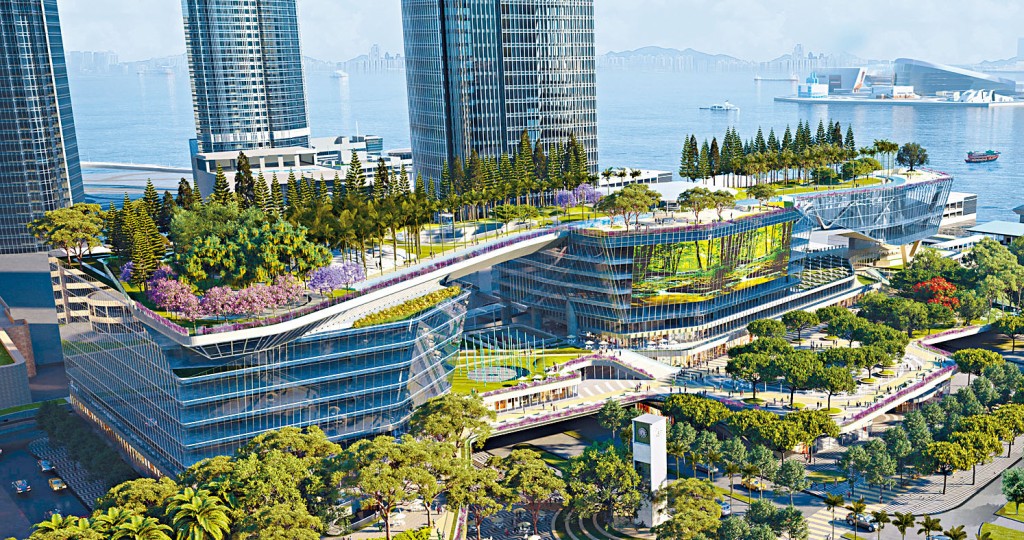 恒基中環地王項目，辦公室樓面69.13萬方呎。（設計概念圖）