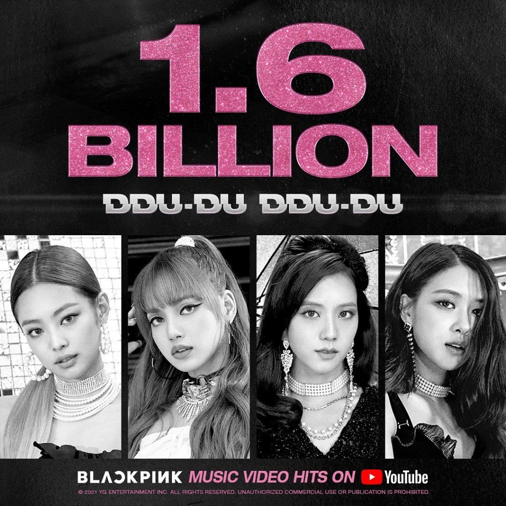 《DDU-DU DDU-DU》MV播放量逾16億次,是K-Pop組合中首位獲得最高播放量。
