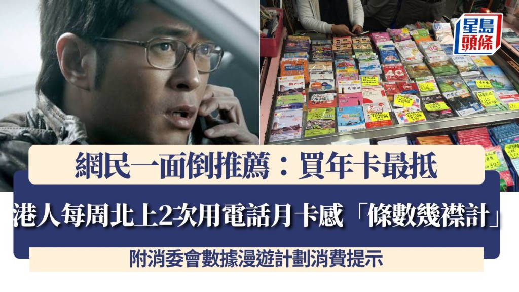 港人每周北上2次用電話月卡感「條數幾襟計」 網民一面倒推薦：買年卡最抵 附消委會數據漫遊計劃消費提示