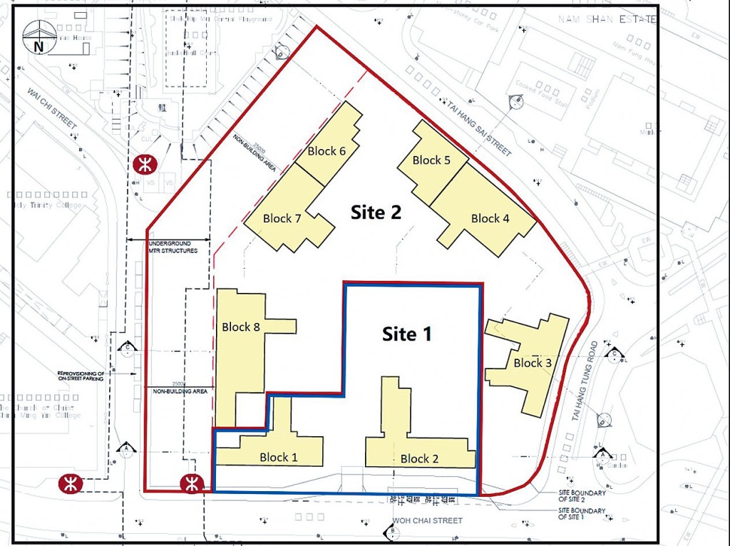 大坑西邨重建项目平面图。