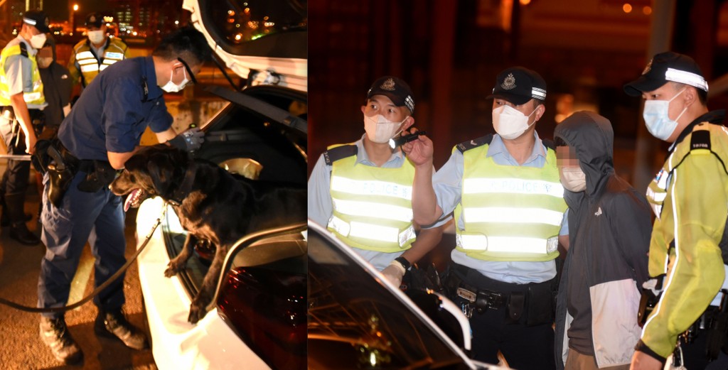 警方拘捕司機，警犬到場搜查車輛。黃文威攝