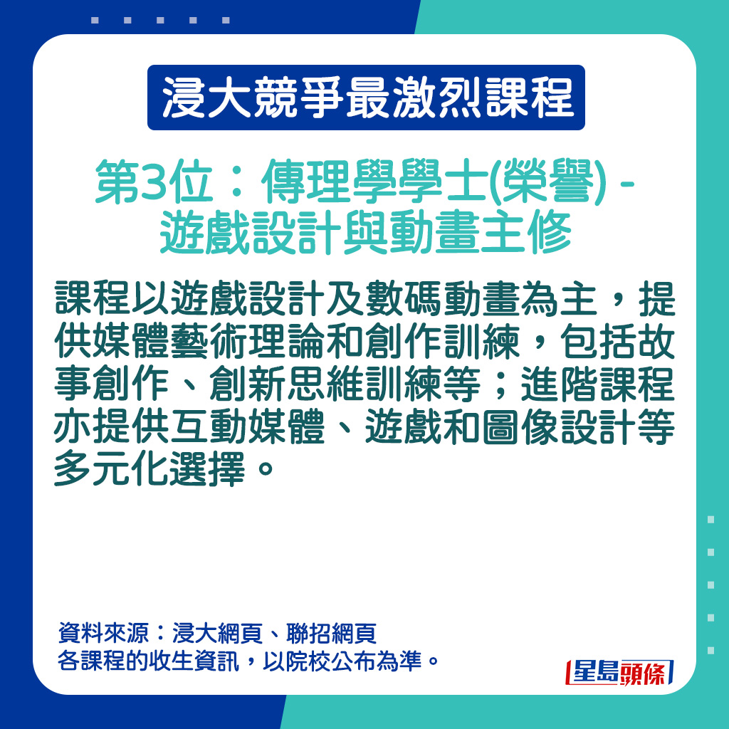 传理学学士(荣誉) - 游戏设计与动画主修的课程简介。