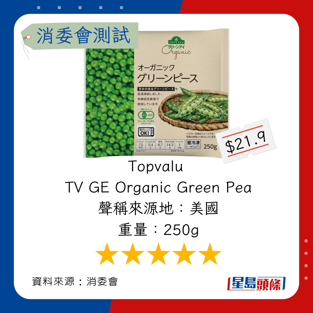 Topvalu オーガニックグリーンピース(TV GE Organic Green Pea)