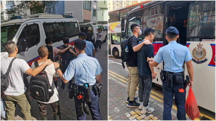 跨部門多區打擊黑工行動，共拘23人。警方提供圖片
