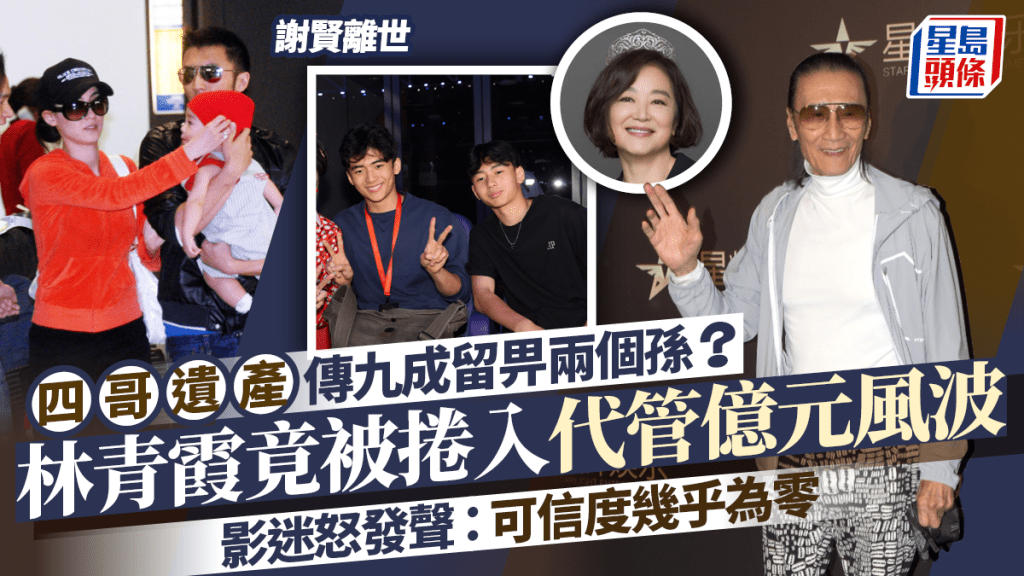 謝賢離世丨四哥遺產傳九成留張柏芝兩子？ 林青霞竟被捲入代管億元風波  影迷怒發聲