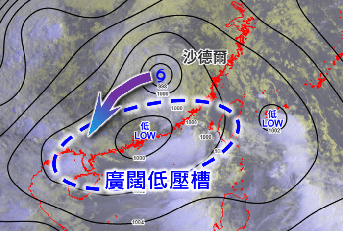 開學天氣可能不穩。圖為8月29日上午8時衛星雲圖疊加天氣圖分析。 開學天氣可能不穩。圖為8月29日上午8時衛星雲圖疊加天氣圖分析。