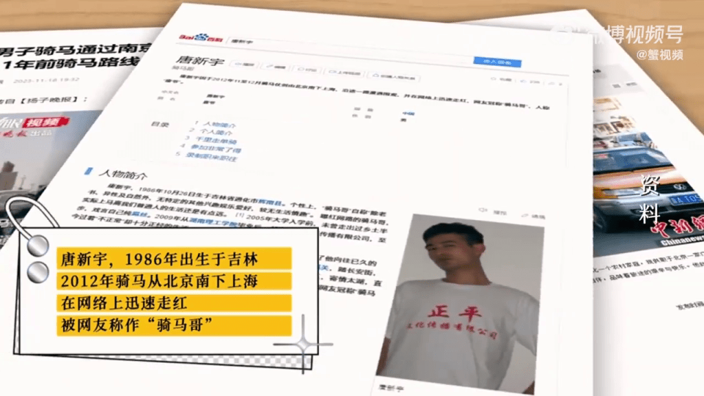 來自吉林通化、37歲的唐新宇，網上走紅，人稱騎馬哥。