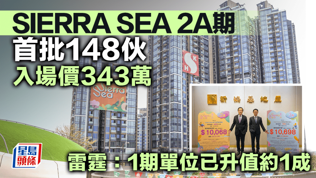 SIERRA SEA 2A期首批148伙 入場價343萬 雷霆：1期單位已升值約1成