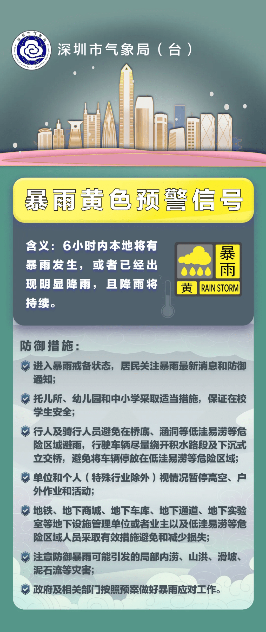 深圳14日迎來暴雨天，四預警生效。