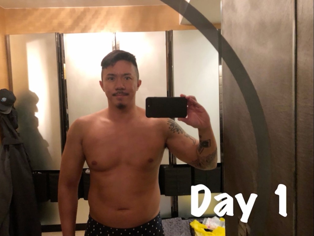 Day 1阿聰的身形。 Day 1阿聰的身形。