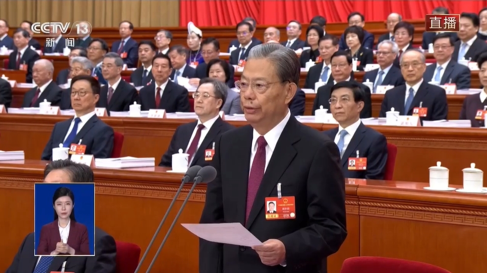 全國人大會議今日開幕。央視截圖