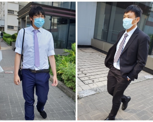 被告嚴世宏（左）及證人 警員麥永祥（右）。王尚哲攝
