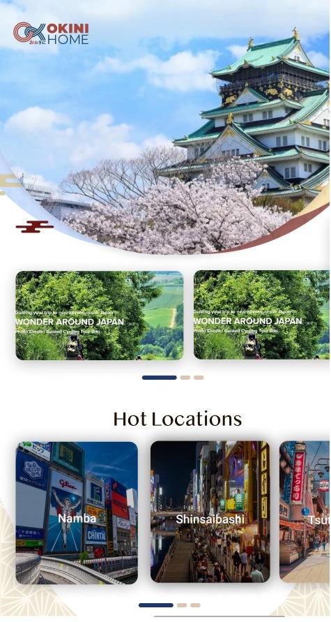 为令到日本民宿市场规范化，李丹翔与团队研发了管理出租民宿的应用程式「Okini Home」，「Okini」为关西语意思为「多谢」。受访者提供