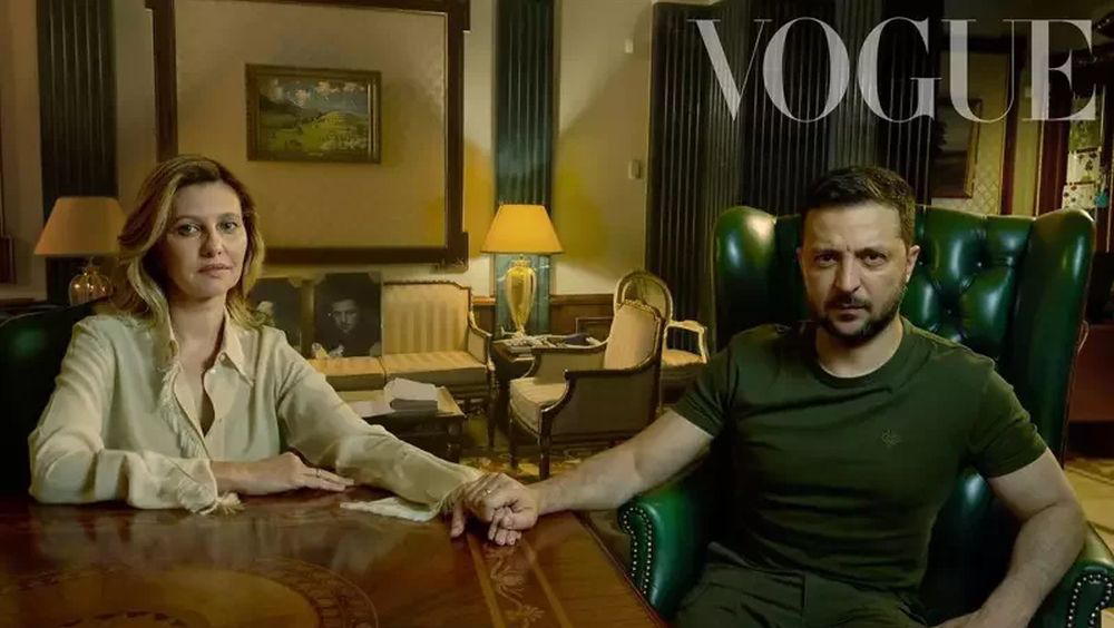 泽连斯基夫妇为时尚杂志《Vogue》拍照，引发争议。IG图