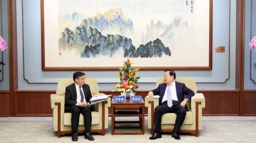 夏寶龍今早在北京會見運物局局長林世雄。港澳辦提供