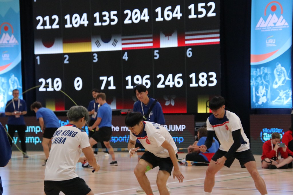 港隊在多項團體賽中以破世界紀錄的姿態殺入決賽。 中國香港跳繩總會圖片