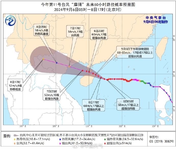 台风摩羯路线预测。