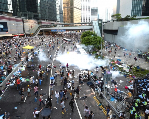 2014年香港爆發佔領行動,交通堵塞。資料圖片