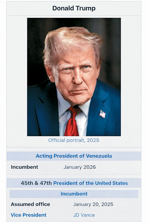 特朗普聲稱自己是委內瑞拉代理總統。