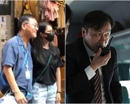 金義聖與途人合照。香港恒生大學學生會編輯委員會FB影片截圖（左）