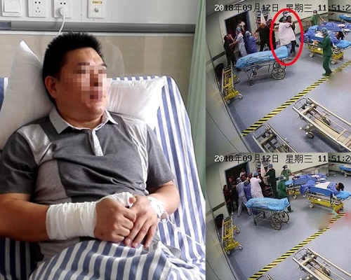 麻醉科醫生姚瑞林被多名患者家屬毆打。而事實上,他並未參加搶救只是剛巧送患者路過。(網圖)