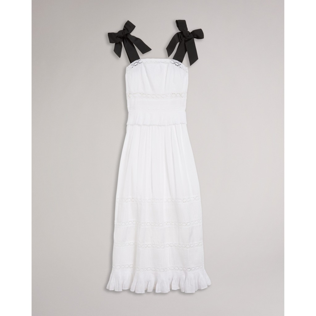 Ted Baker White Promis Midi Dress With Grosgrain Straps：$500（原价：$3,290）