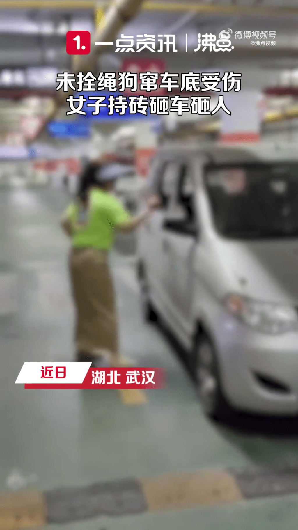 凶狠女狗主擸磚扑車，將車窗打碎。