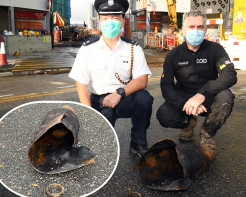 警方指炸彈嚴重損毀,處於危險及不穩定狀態,不能從地盤安全地移走拆除。