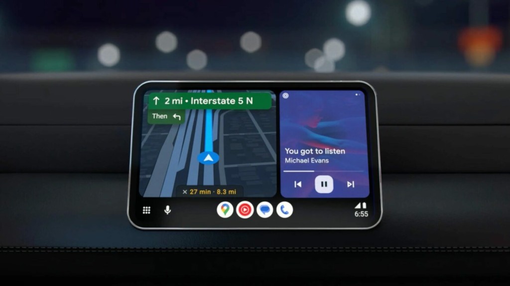 Android Auto v10將Google語音助理圖示搬到應用程式按鍵旁邊。