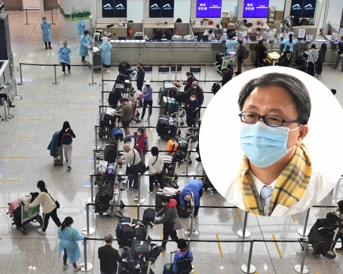 港大感染及傳染病中心總監何栢良(小圖)建議機組人員抵港後,到檢疫酒店隔離7天。資料圖片