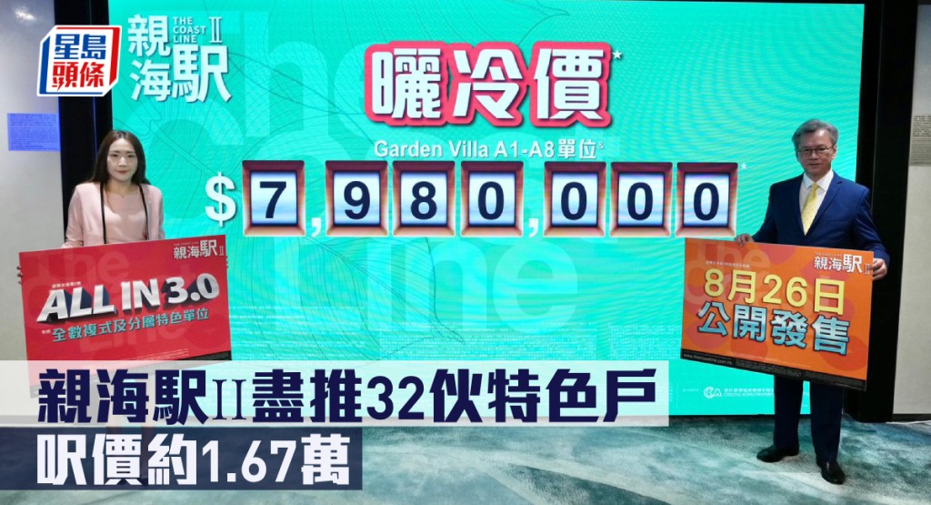 親海駅ⅠⅠ盡推32伙特色戶，呎價約1.67萬。