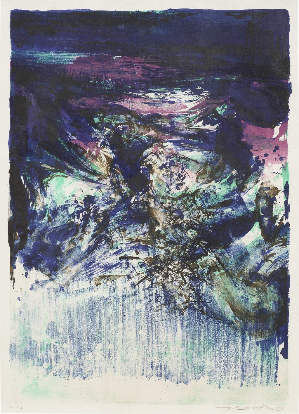 趙無極《無題》（趙善 美珍藏），1976年作， 估價30,000 ─ 50,000 港元。