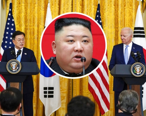 北韓官方朝中社發表評論文章，譴責美國及南韓全面終止「美韓導彈指南。AP圖片