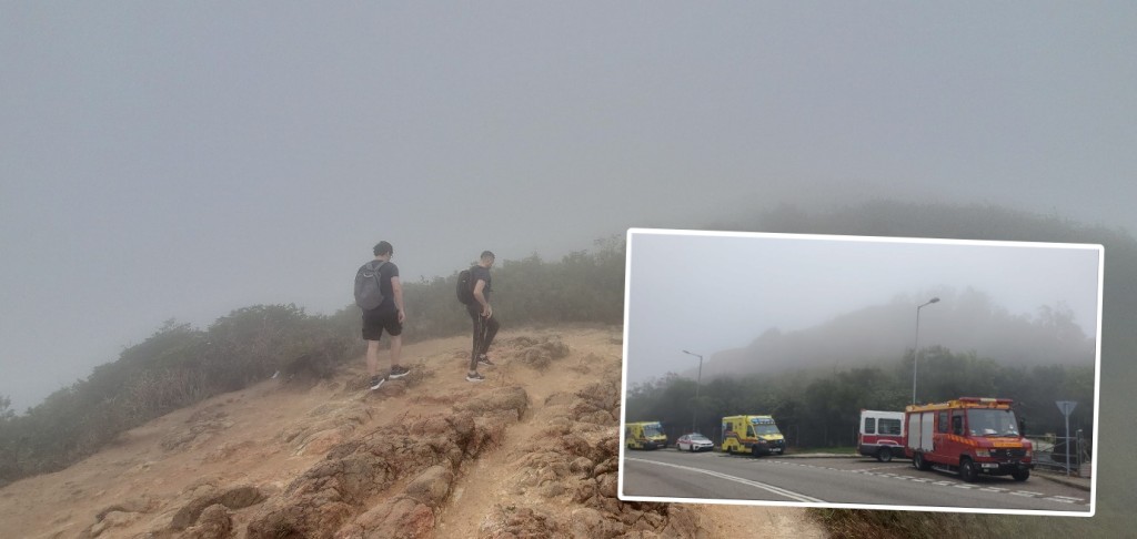 有行山人士在龍脊遠足,其間見到山坡遺下一隻鞋,擔心有人失足跌落山崖報警求助。楊偉亨攝