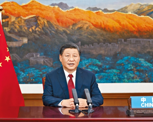 習近平昨日以視頻方式，在聯合國大會發表講話。　