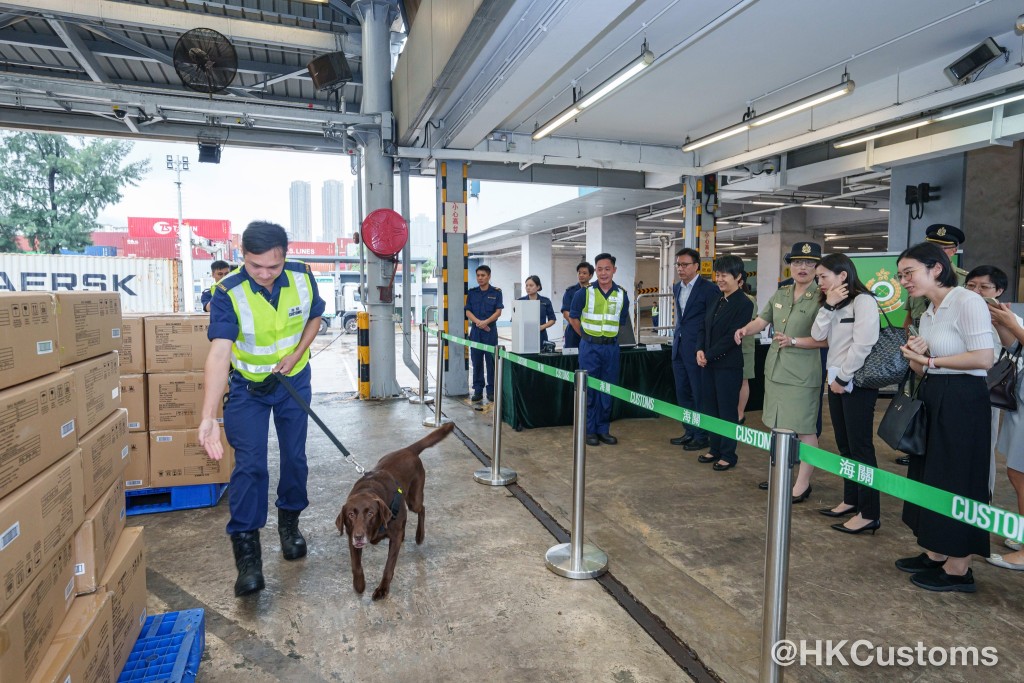 代表团参观了葵涌海关大楼，并到验货场实地考察。海关FB图片