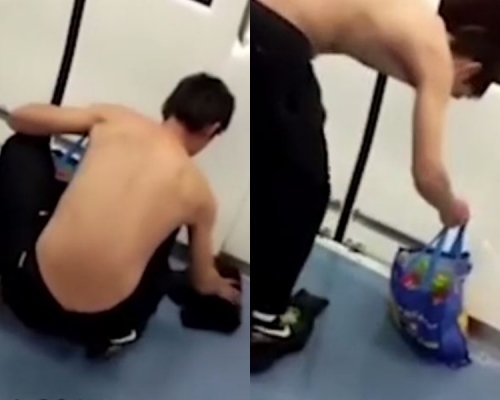 男乘客除衫抹走油漬獲激讚。網上圖片