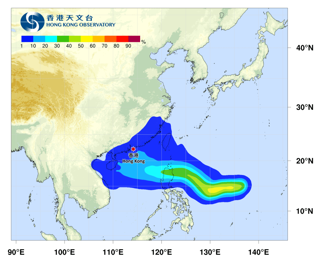 热带气旋潭美路径预测。